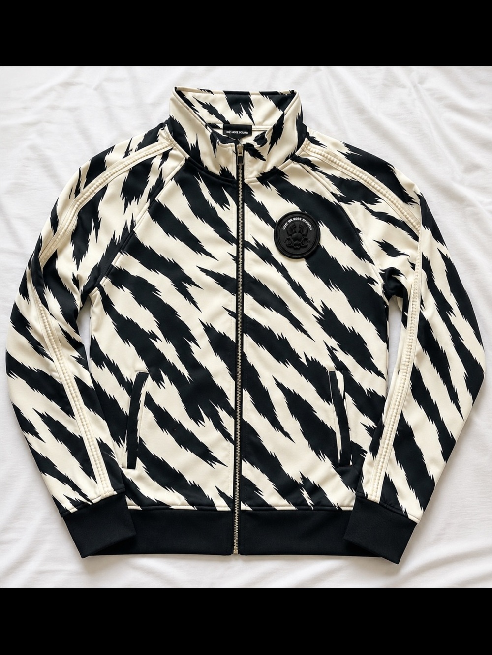 Once We Were Warriors Black & Cream Zigzag Track Jacket MMA Y2K Boxing Apparel